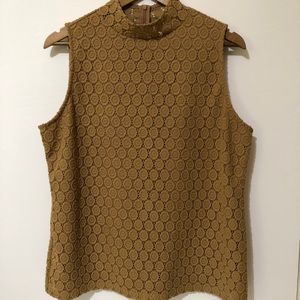 Charter Club Lace Gold Beige Turtle Neck Top XL
